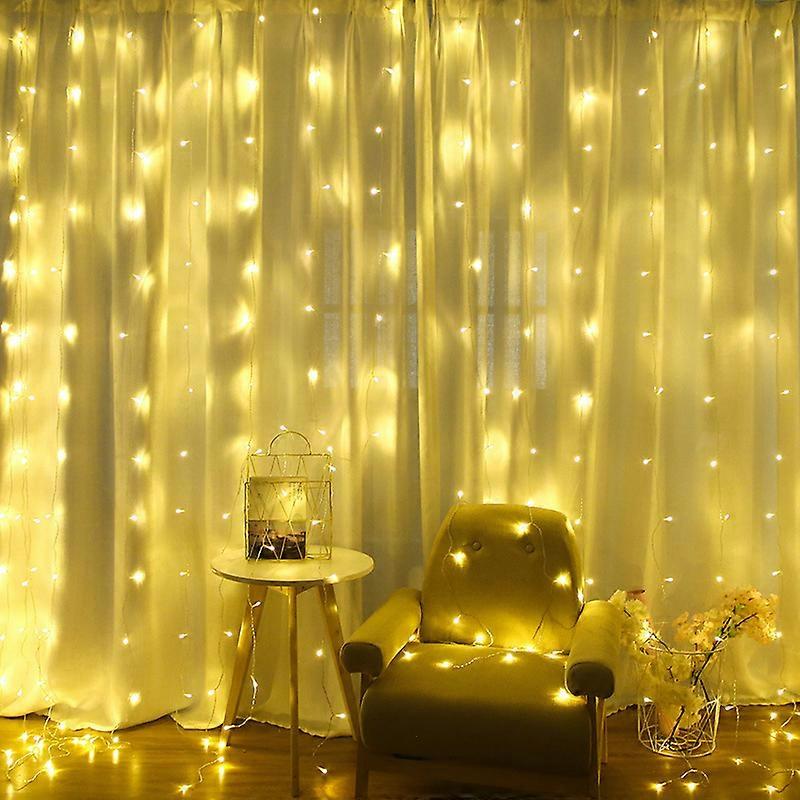 LED 3x3m, 300 LED Light String Curtain with Remote Control and Timer 8 Modes Light String Curtain for Outdoor Indoor Party Decoration Window Bedroom,