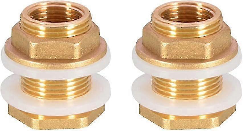 2 Peças Conector do tanque de água 3/4 polegadas Premium Brass Rain Barrel Feed-Through + 2X Borracha Seals Rain Barrel