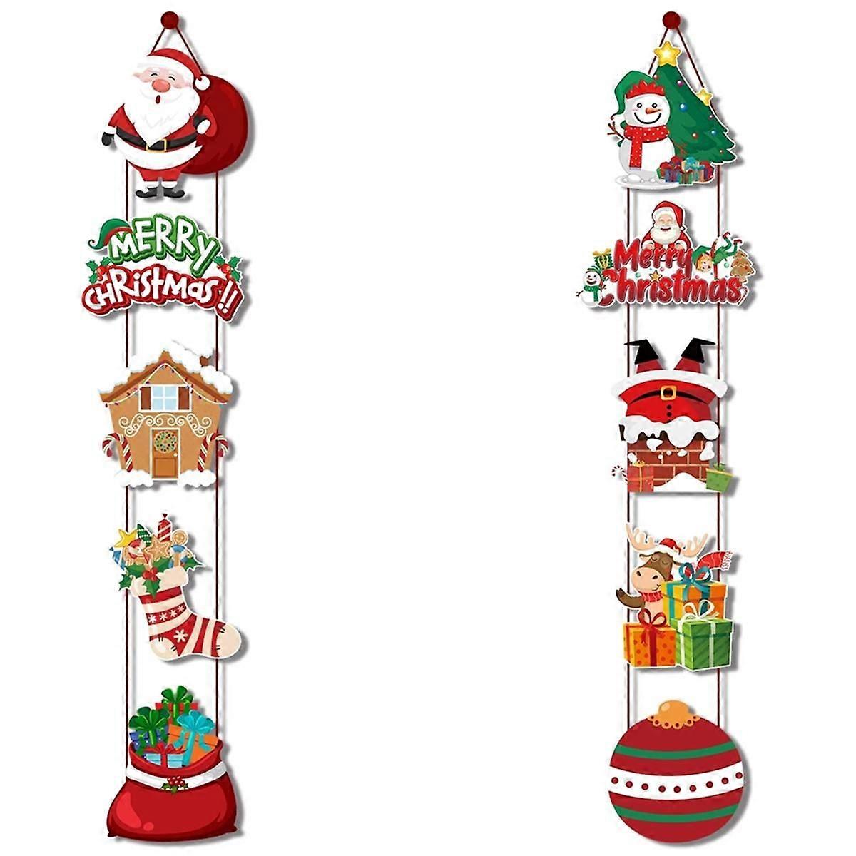 Merry Christmas Hanging Door Banner Santa Couplet Christmas Decorations for Home Xmas
