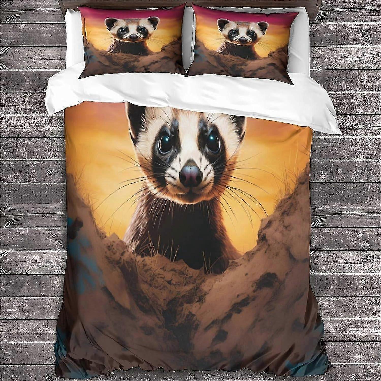 J3484 Lençóis Anglo Sable Conjunto de Cama Conjunto de Capa de Edredão com Fecho de Zíper, Animais Coloridos Conjunto de Capa de Colcha para Adolescentes Crianças Meninos Meninas Adulto Durável