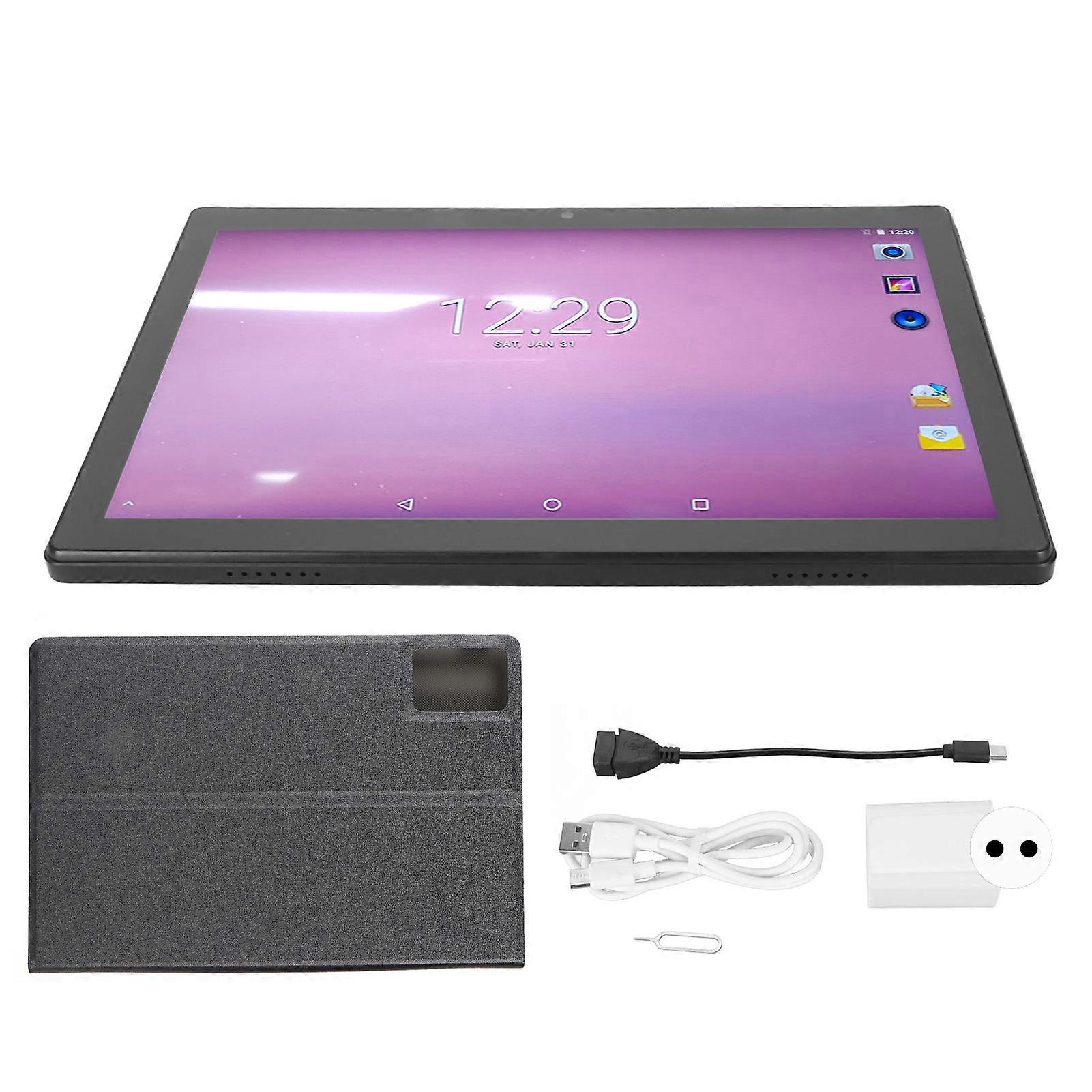 10.1 Inch Tablet PC 8GB RAM 256GB ROM Octa Core Android 12.0 3G WiFi with Case Black EU Plug