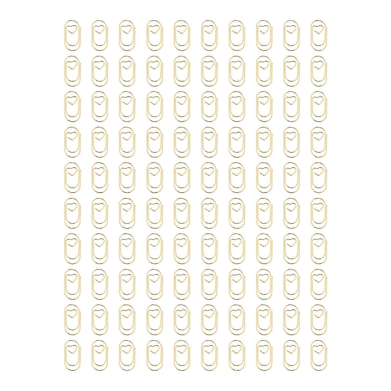 100pcs Heart-Shaped Gold Paperclips: Rustproof & Portable for Office Essentials