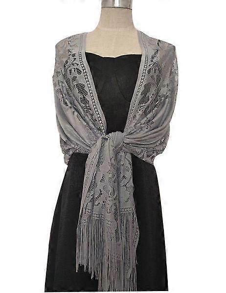 Elegant Wedding Fringe Shawl Solid Color Cutout Lace Party Evening Scarf