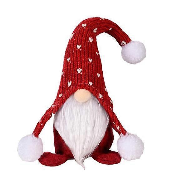 White Beard Faceless Doll Doll Display Knitted Hat Sitting Mold Heart Print Gnome Doll Ornament