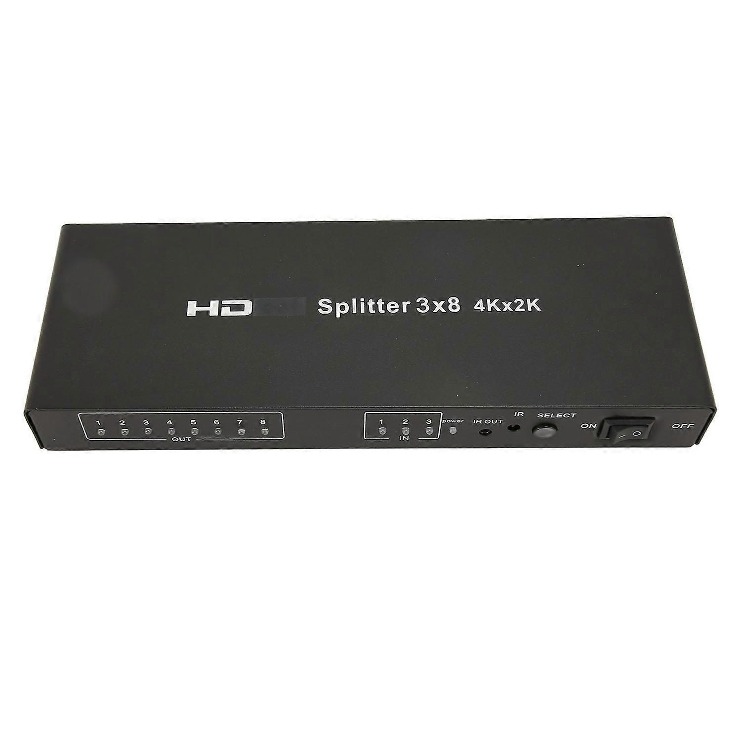 HD Multimedia Interface Splitter 3 in 8 Out 4Kx2K 60Hz Video Switcher with Remote Control for TV DVD