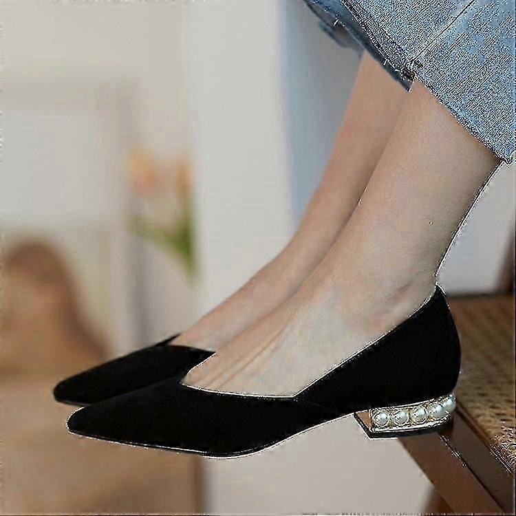 Herbst Damen Flats Perlenabsatz Slip-on Flats Spitzschuh Abendschuhe