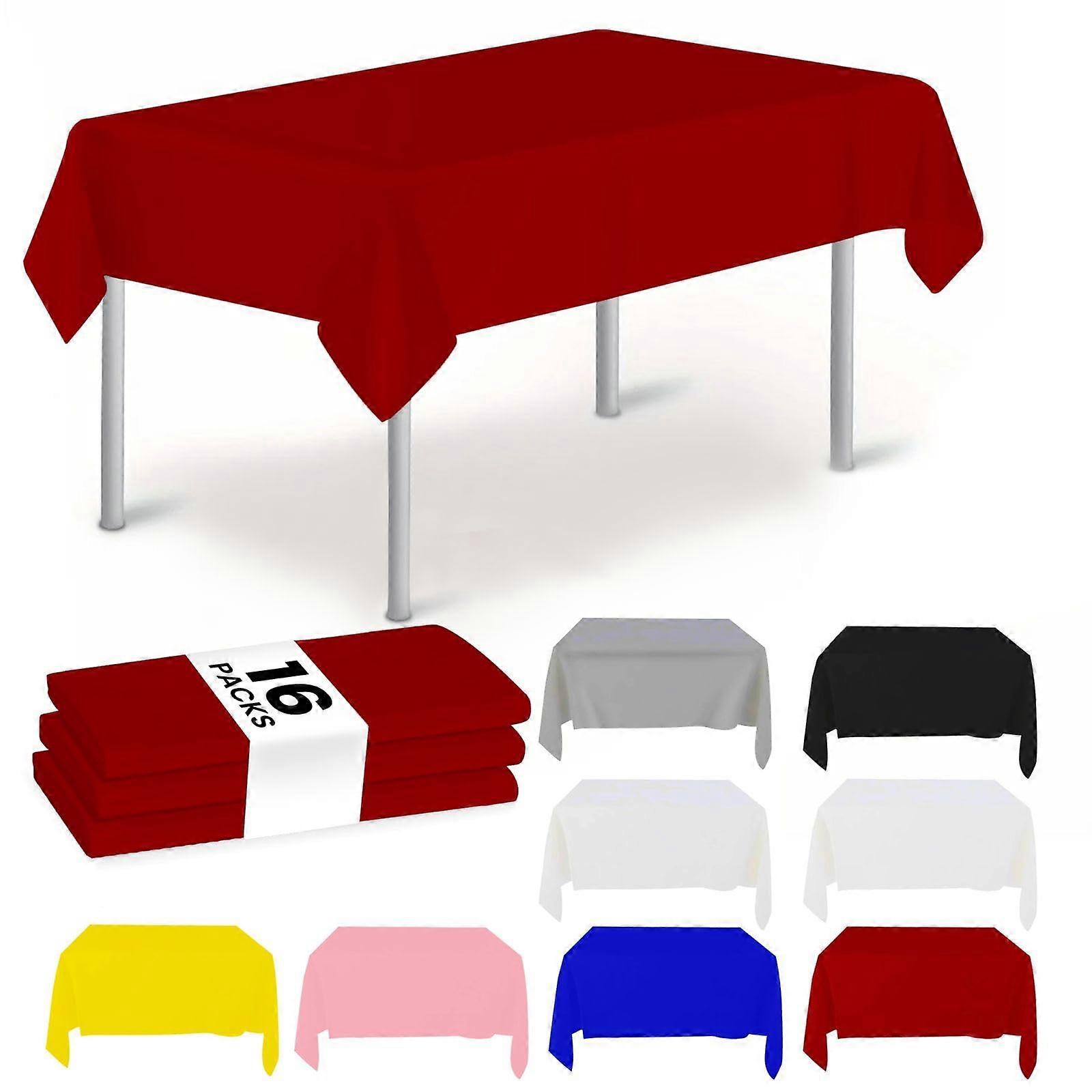 16-Pack Premium Red Plastic Tablecloth, Disposable Decorative Covers for Rectangle Tables, Rectangular Table Covers