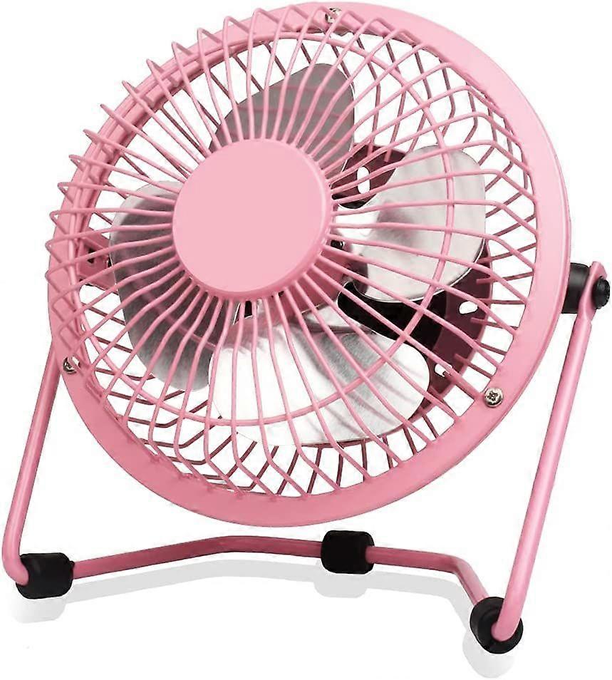 4'' USB Desk Personal Fan, Metal Design, Quiet Portable Mini Table Fan with One Setting, Small Portable and Lightweight Personal Fan Perfect for Use i