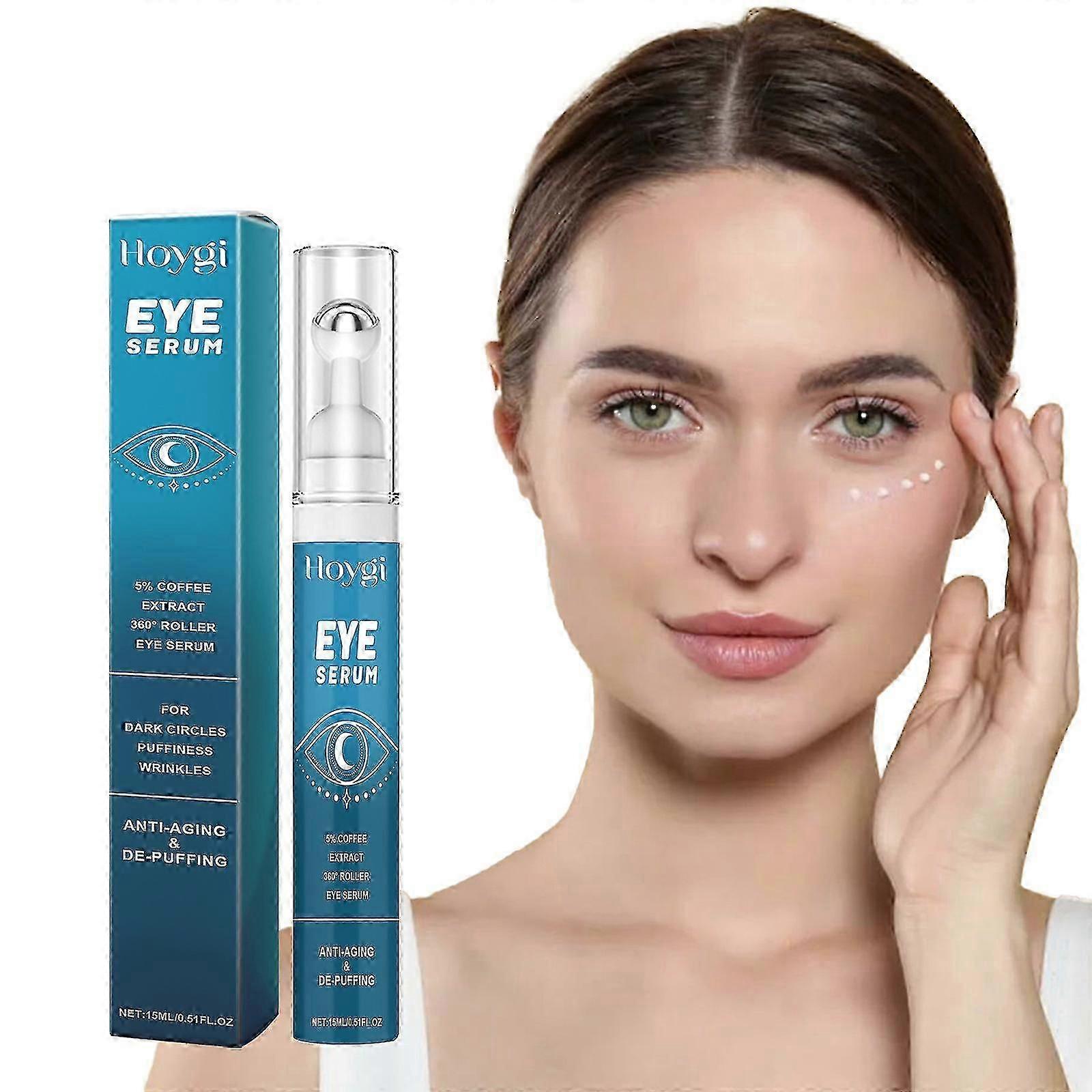 high quality 5% Caffeine Eye Serum And Under Eye Roller Cream For Circles And Puffiness, Caffeine Eye Cream With 360 Massage Ball Lines