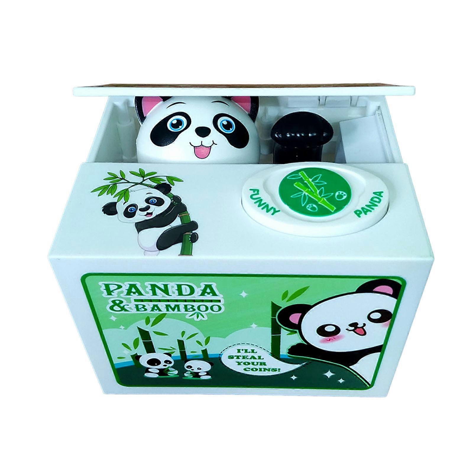 Musical Prank Pandas Stealing Coin Bank Coin Storage Jar Christmas Day Gift Practical