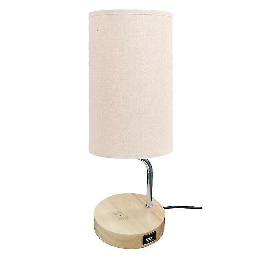 Touch Control Table Lamp, Smart Wireless Charger, Usb Port, 3-way Dimmable Wooden Nightstand Lamp