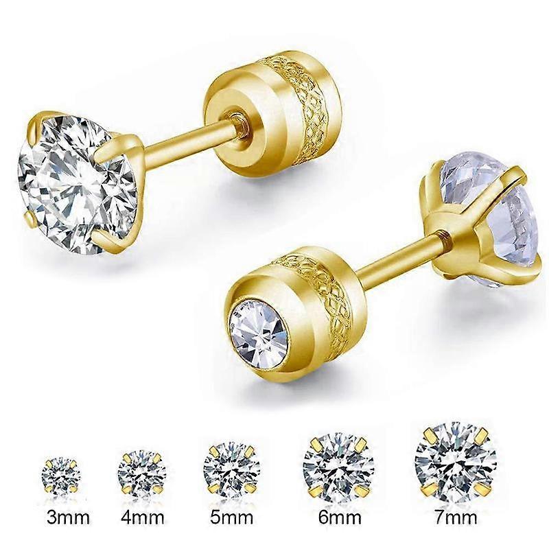 1 paio di orecchini coreani da donna in acciaio inossidabile con doppio zircone e vite a perno