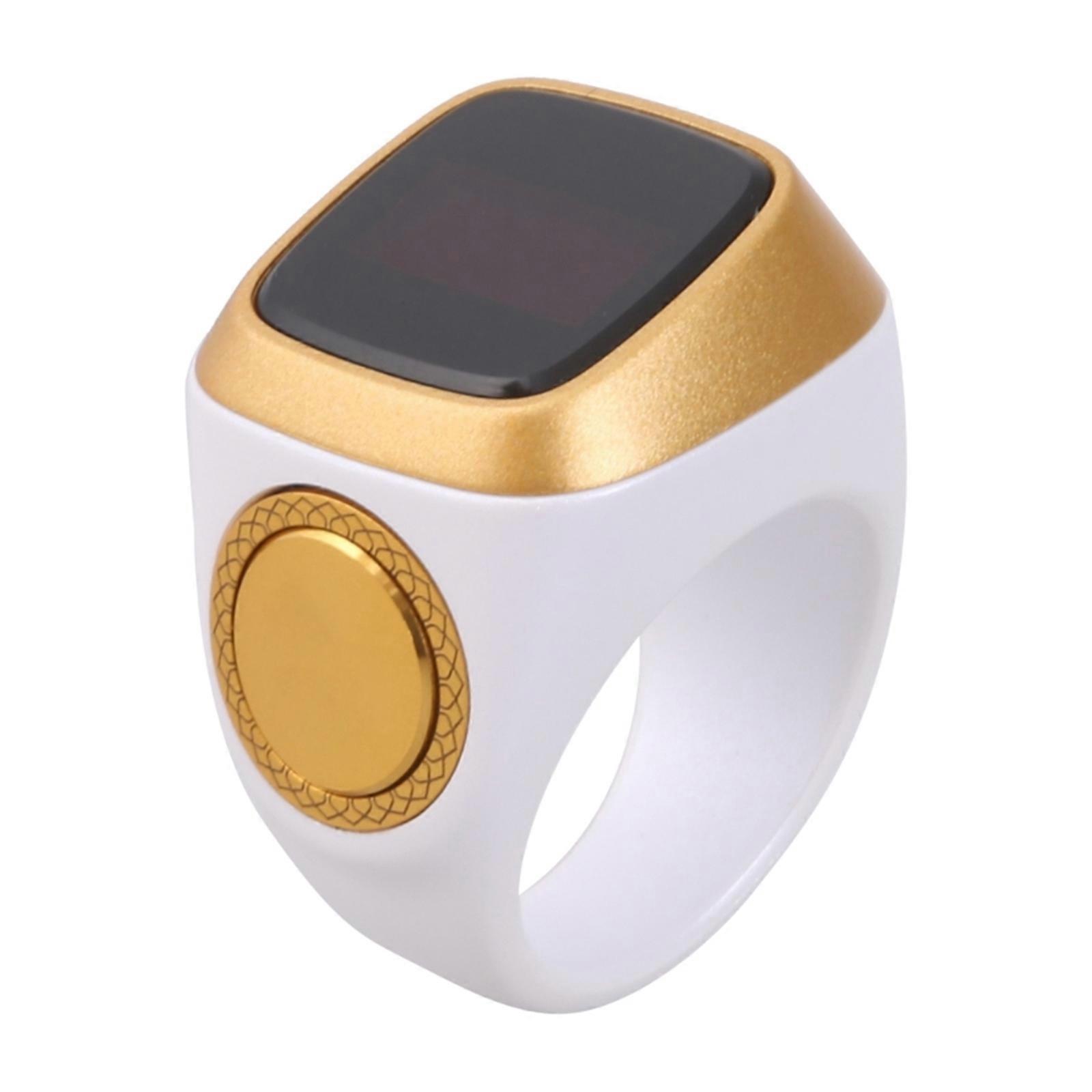 22mm Electronic Tasbeeh Counting Rings Digital Tally Counter Intelligent Prayer Accessory with 0.49" Large Screen White