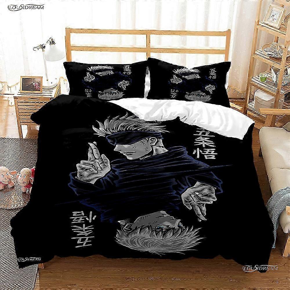 a1504 Lençóis Caixa Anime Jujutsu Kaisen 4 Estações Capa de Edredão Consolador Conjunto de Cama Capa de Colcha Macia e Fronhas Solteiro/Duplo/Rainha/Cama Shee