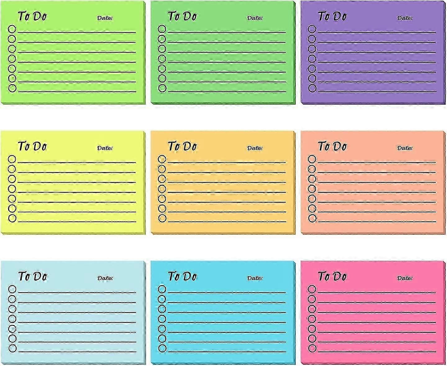 9 Pack to Do List Sticky Notes, 450 Sheets Self-Stick to Do Sticky Notes with Line, 3x4 Inch Adhesive Memo Sticky Notes