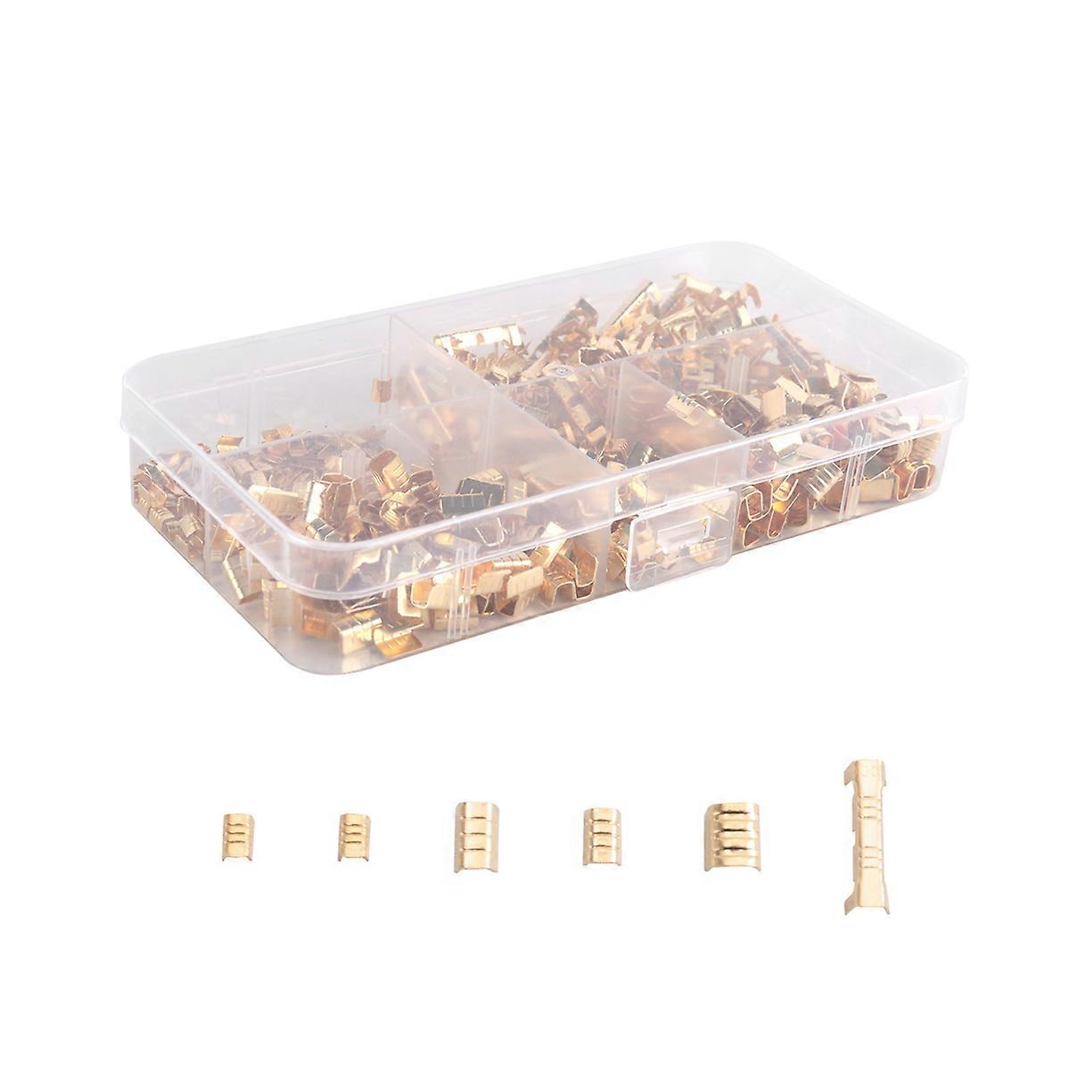 500Pcs U Shape Copper Ring Terminals Crimp Kit Non-Insulated Cable