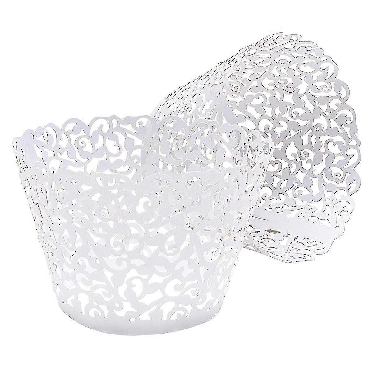50Pcs White Cupcake Wrappers Lace Cupcake Liners Cupcake Papers Cupcake Cups Cases for Wedding Birt