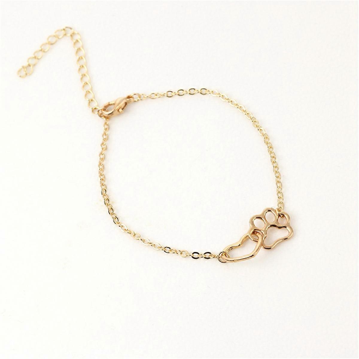 Pulsera Shellhards con dije de corazón de amor de perro lindo, dorada