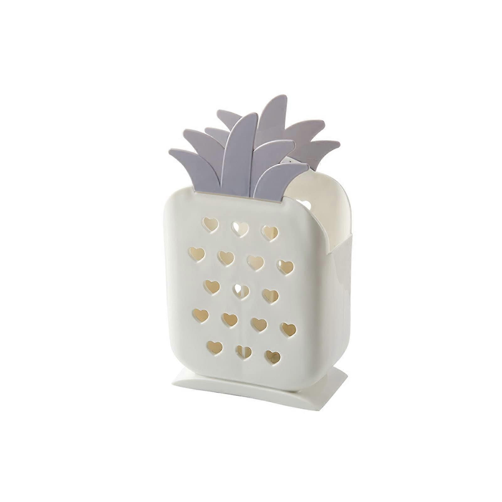 Plastic Utensil Caddy for Kitchen Storage Rack with Pineapple Design, Drainage Feature, Durable Plastic, Compact Size