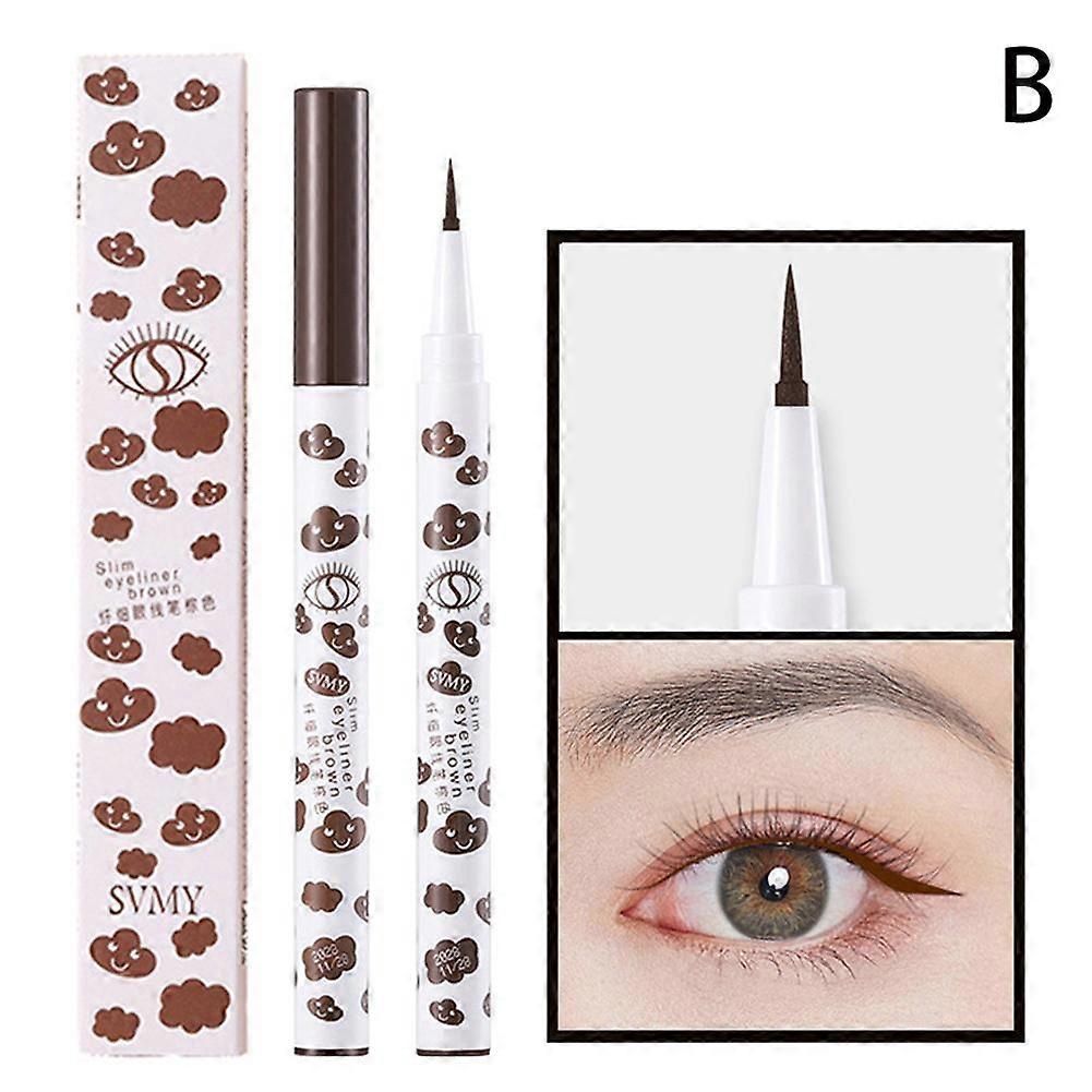 02# Brown (B) $SVMY Slim Eyeliner Pen Black Brown Water-based Liquid Eyeliner Pen Waterproof Long-lasting Non-smudged Lower Eyelash Eyebrow Pen