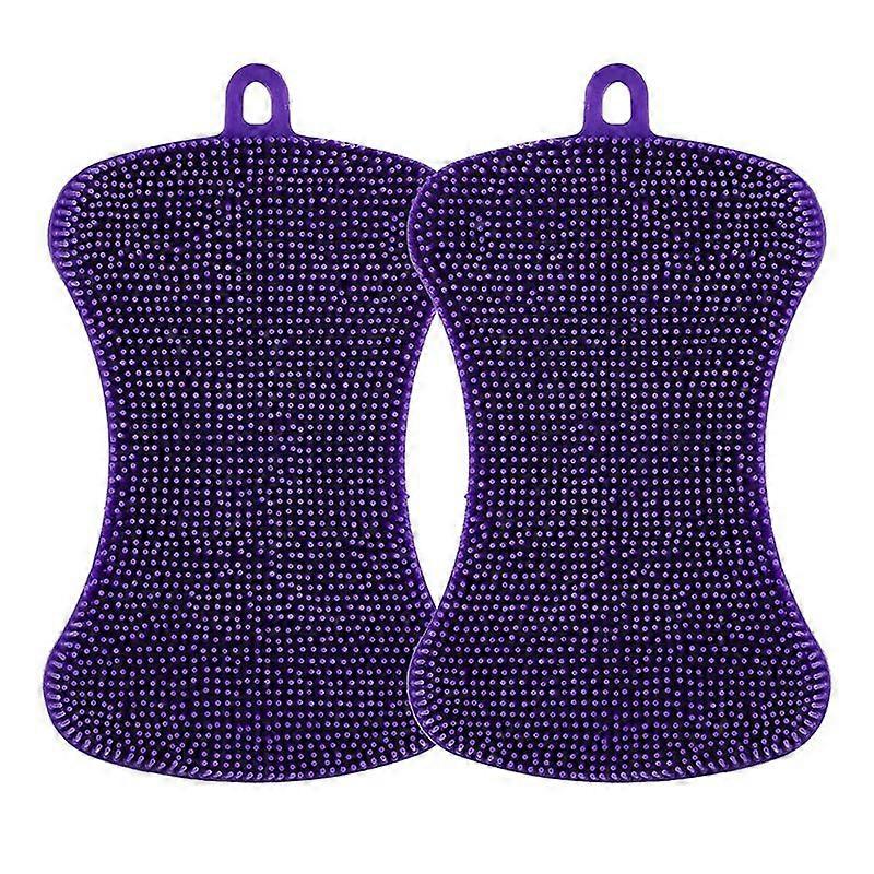 Larger Size Silicone Sponge, for Dishes Washing Kitchen Gadgets,Double Sided Silicone Sponge Brush (,2 PCS)