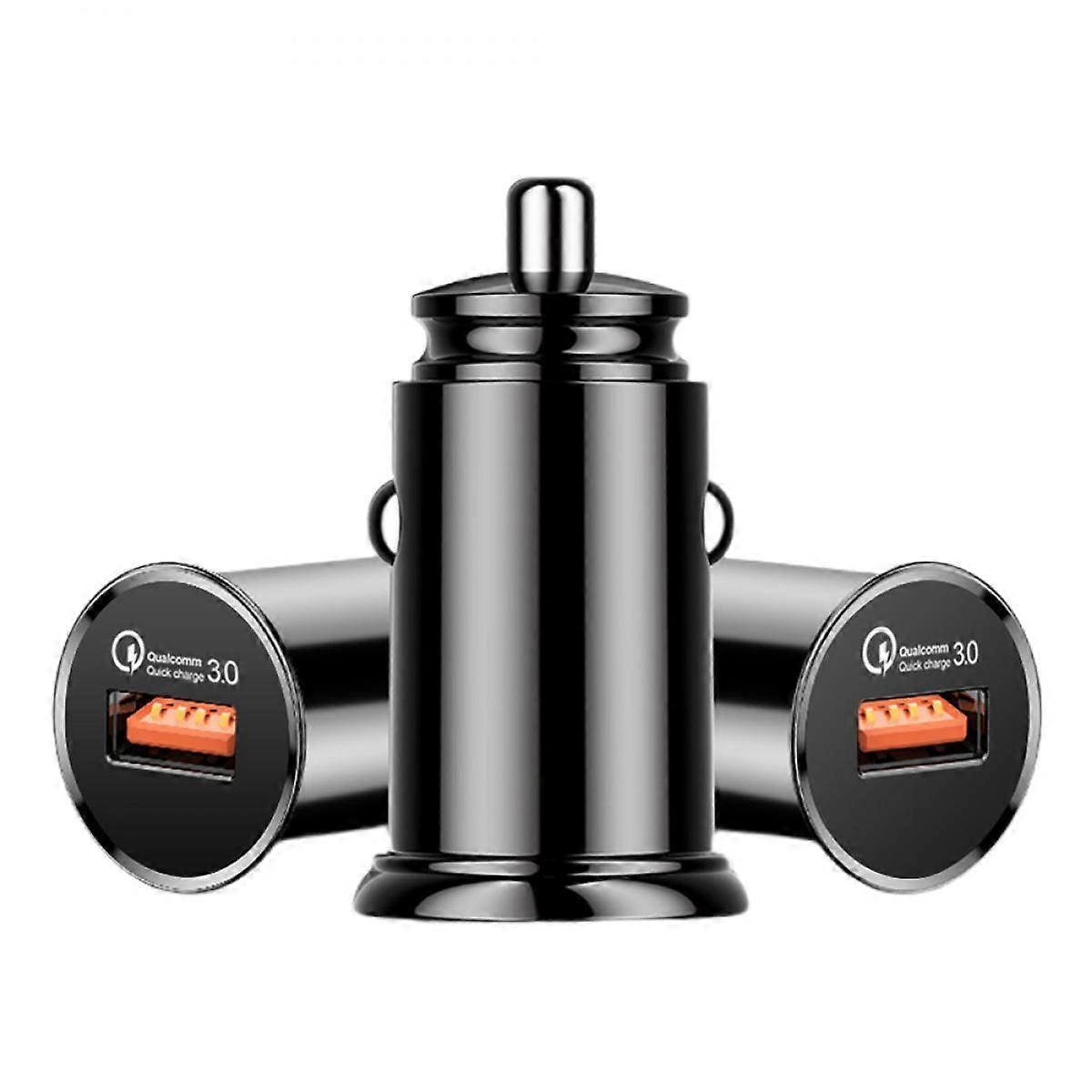 Mini araba araba arj QC3.0 tek usb cep telefonu hzl arj araba arj siyah