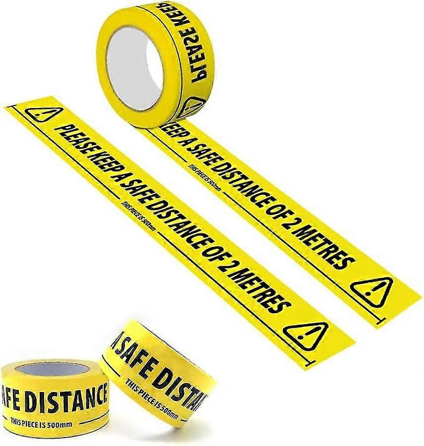 2 Rolls Social Distancing Tape Keep Your Distance Signage Caution Tape,floor Marking Tape-48mmx33m