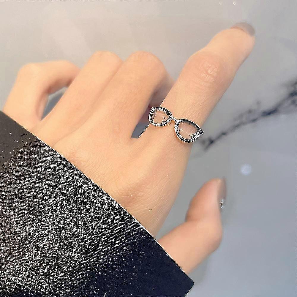 Creative Eyeglasses Shape Open End Ring Cute Jewelry