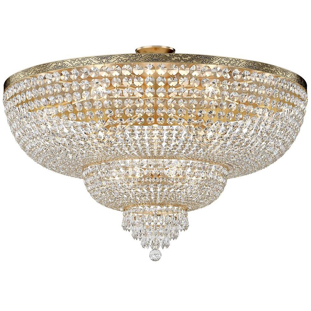 Palace Semi Flush Ceiling Gold Antique & Crystal, 18 Light, E27