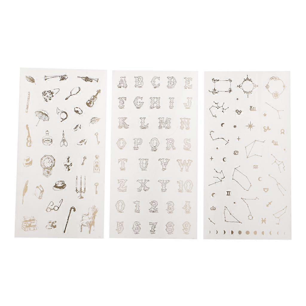 3 sheets of gold gilding stickers Different pattern decals