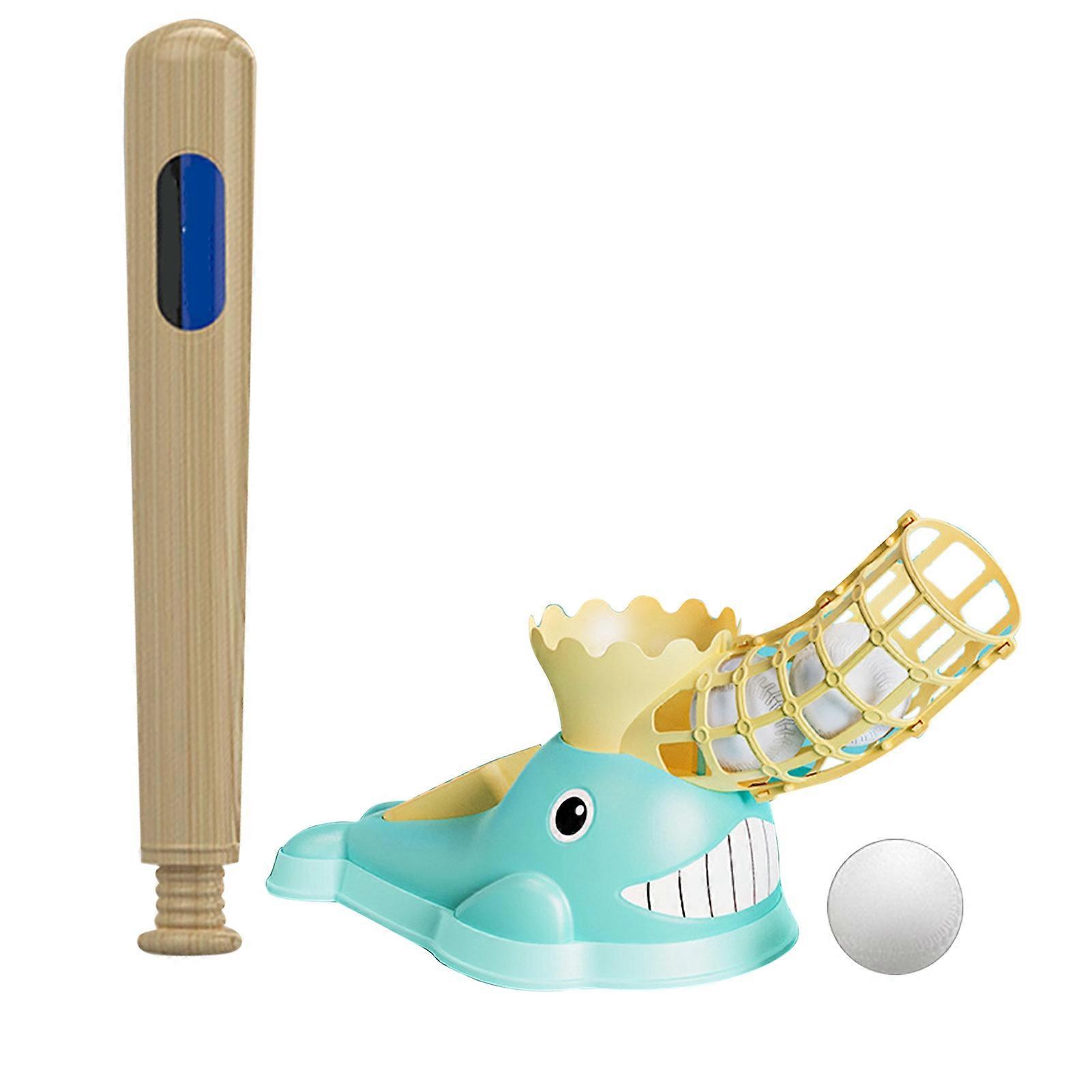 Kids Foot Ejection Automatic Pitching Machine Kids Baseball Pitcher Play Set with Bat 3 Balls