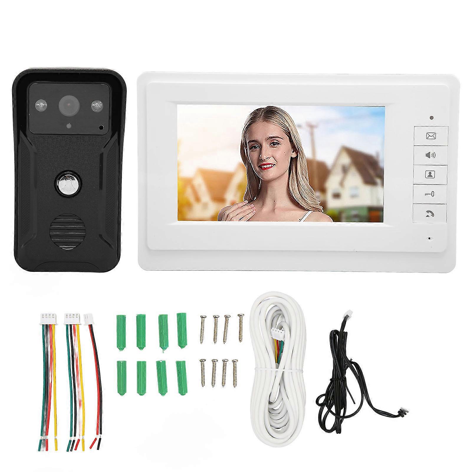 7in Door Phone Doorbell Night Vision HD LCD Hands Free Wires Video Intercom with Camera Monitor