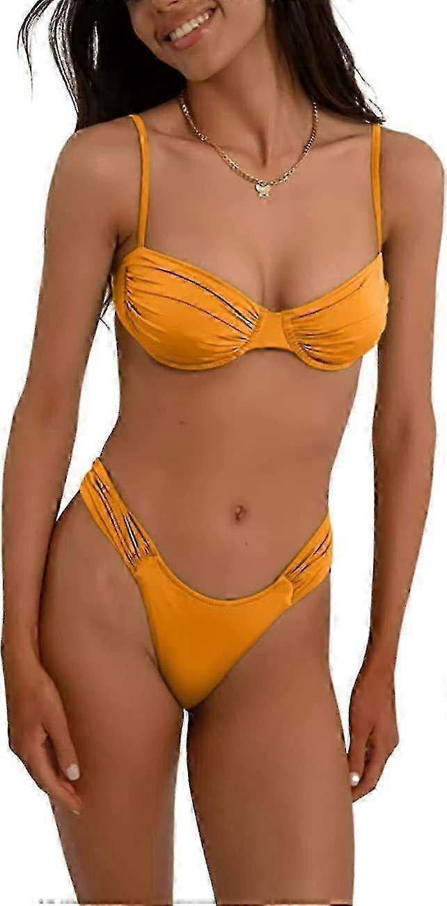 Bikini Ensembles Pour Femmes Deux Pièces Maillot De Bain Spaghetti Sangles Maillot de Bain Haut