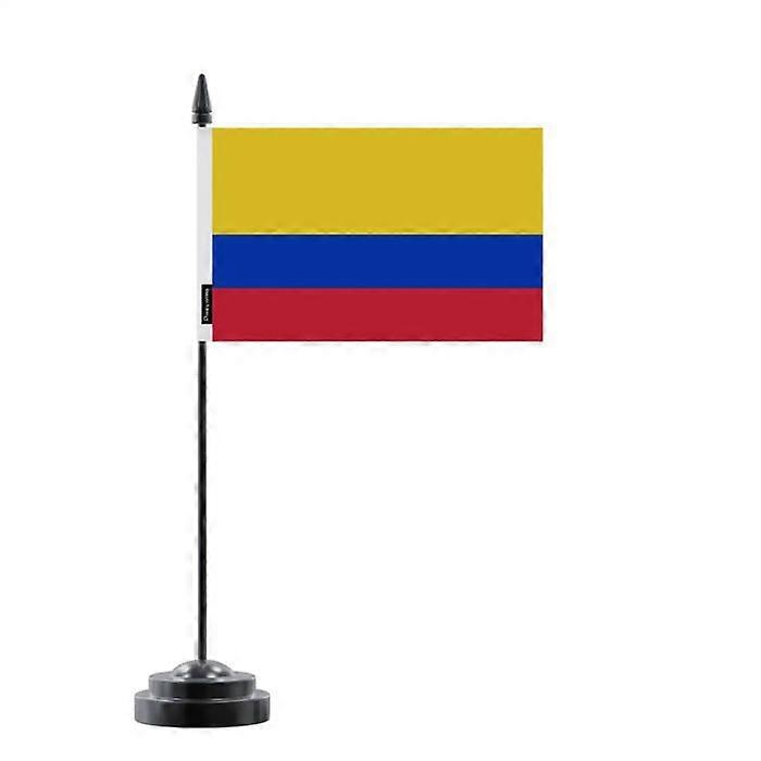 Table Flag - Colombia - 14 x 21 cm - Polyester - Plastic Pole - Double-Sided Print