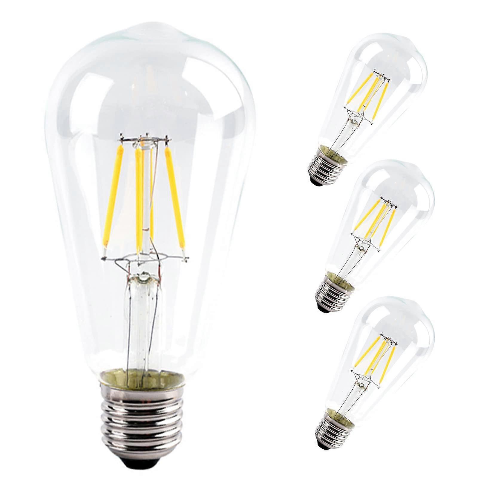 ST64 Low Voltage LED Bulbs 4 Pack DC 5V E26 Base Clear Glass Warm White 2700K for Battery Run Wall Light Pendant Light