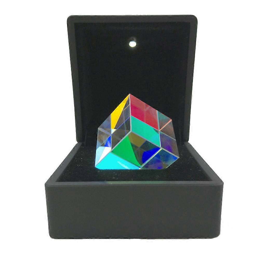 Color Prism Square Prism Color-Collecting Prism 6-Sided Cube with Light Box Optical Glass Lens for Cross Dichroic Mirror