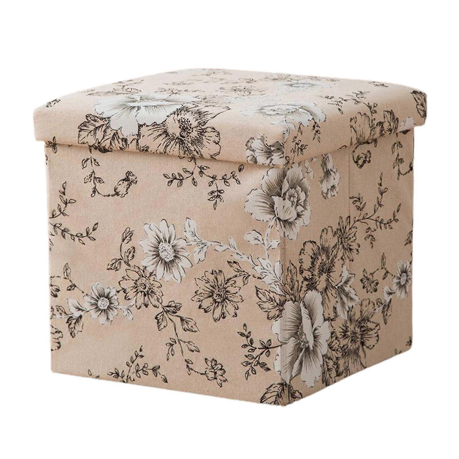Square Foldable Storage Stool Ottoman Box Cube Coffee Table Bin