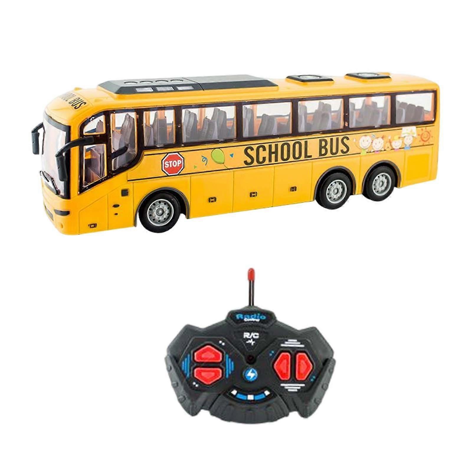 Remote Control Car Model Toys 27MHz Realistic Lights RC School Bus for Boys