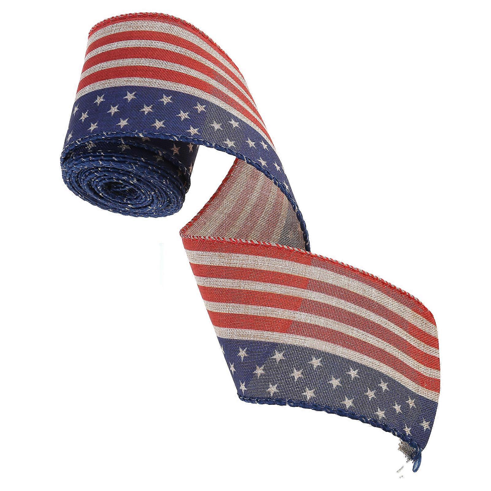 סרט פטריוטי דגל אמריקאי עדין לקישוט סלסלות מתנה, חבילת מתנה קישוט מסיבת יום העצמאות