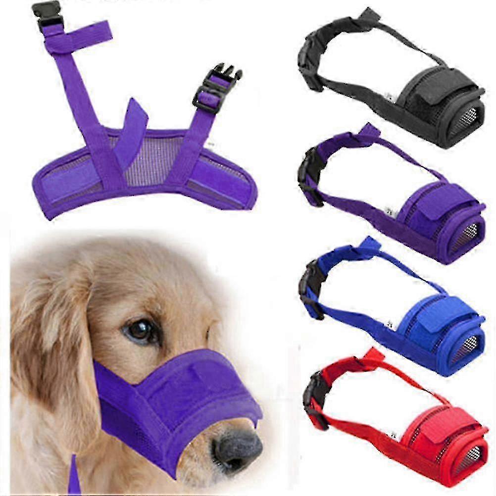 調節可能な犬用マズルメッシュ口噛み止めチューインググルーミングパープルXXL 28-34cm