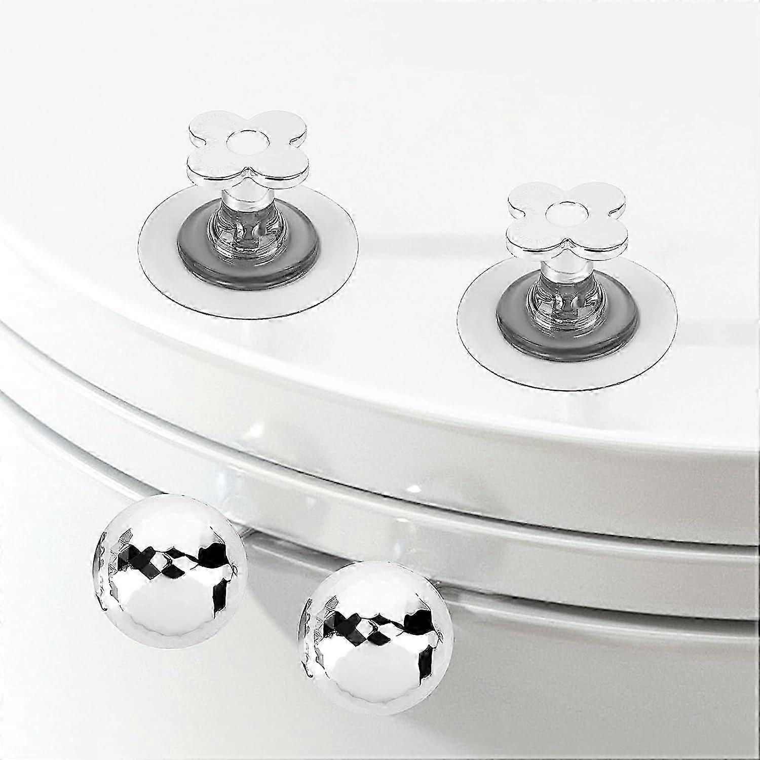 4 pcs Electroplated Flower Toilet Lid Lifter - Adhesive Toilet Seat Handle Lifter for Clean and Easy Lifting 2 PCS Lid Lifter and 2PCS Lid Opener