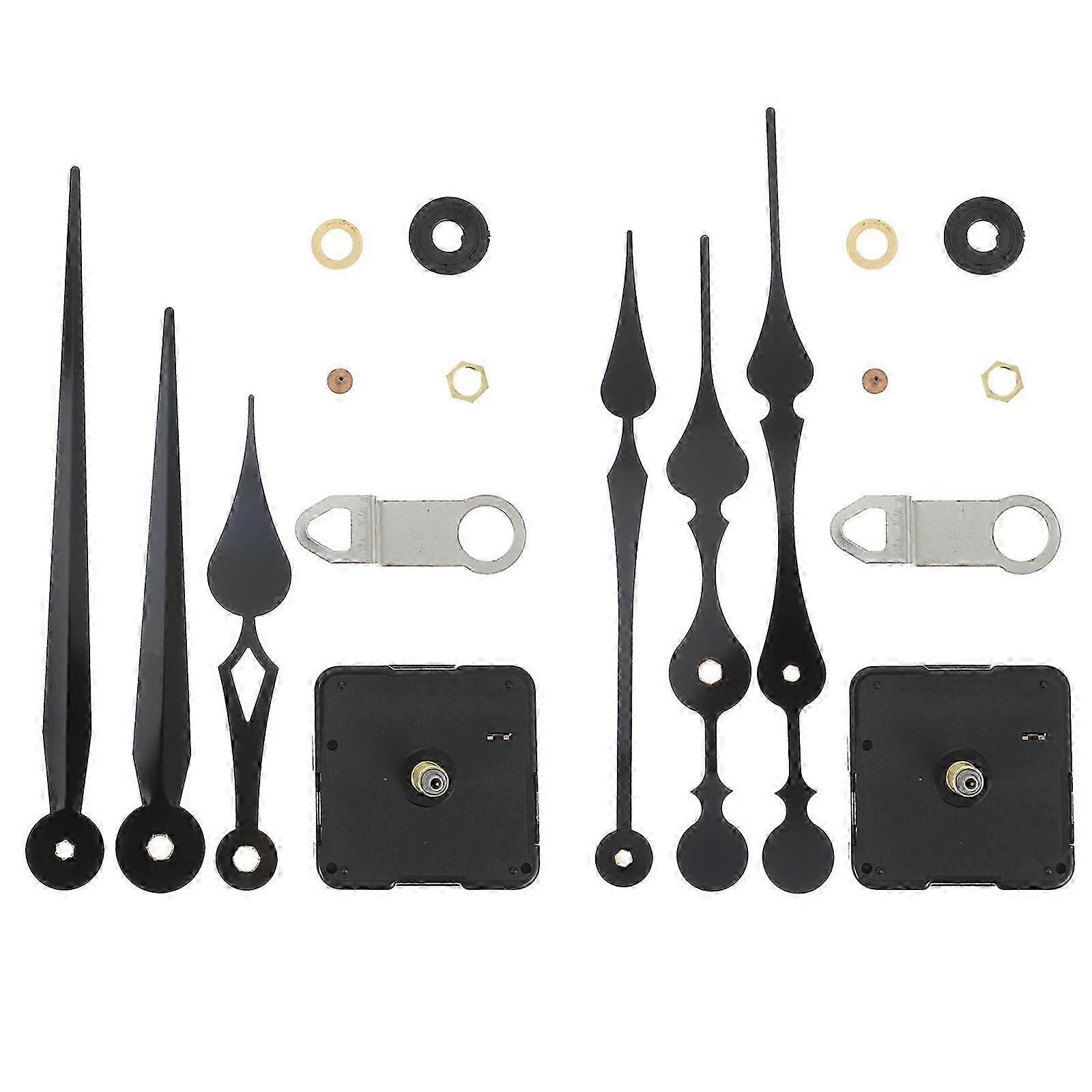 2 Sets Quartz Clock Movement Mechanism Replacement Parts with Silent Clock Hands