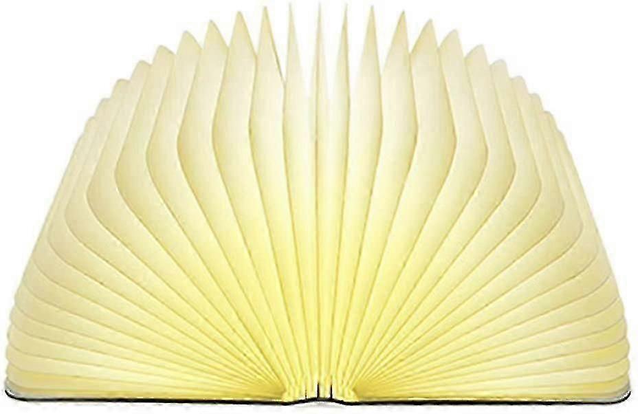 Folding Book-shaped Led Lamp With Wooden Cover, 500 Lumens, Rechargeable Via Usb, Can Be Used