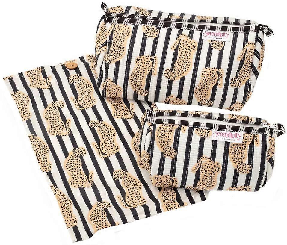 Elie Beaumont Serendipity Cosmetic Case Set - Leopard Black/White