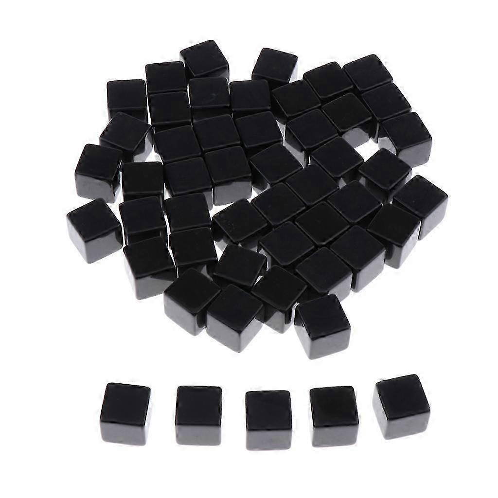 50X Square Edge Blank D6 Dice Black RPG Gaming