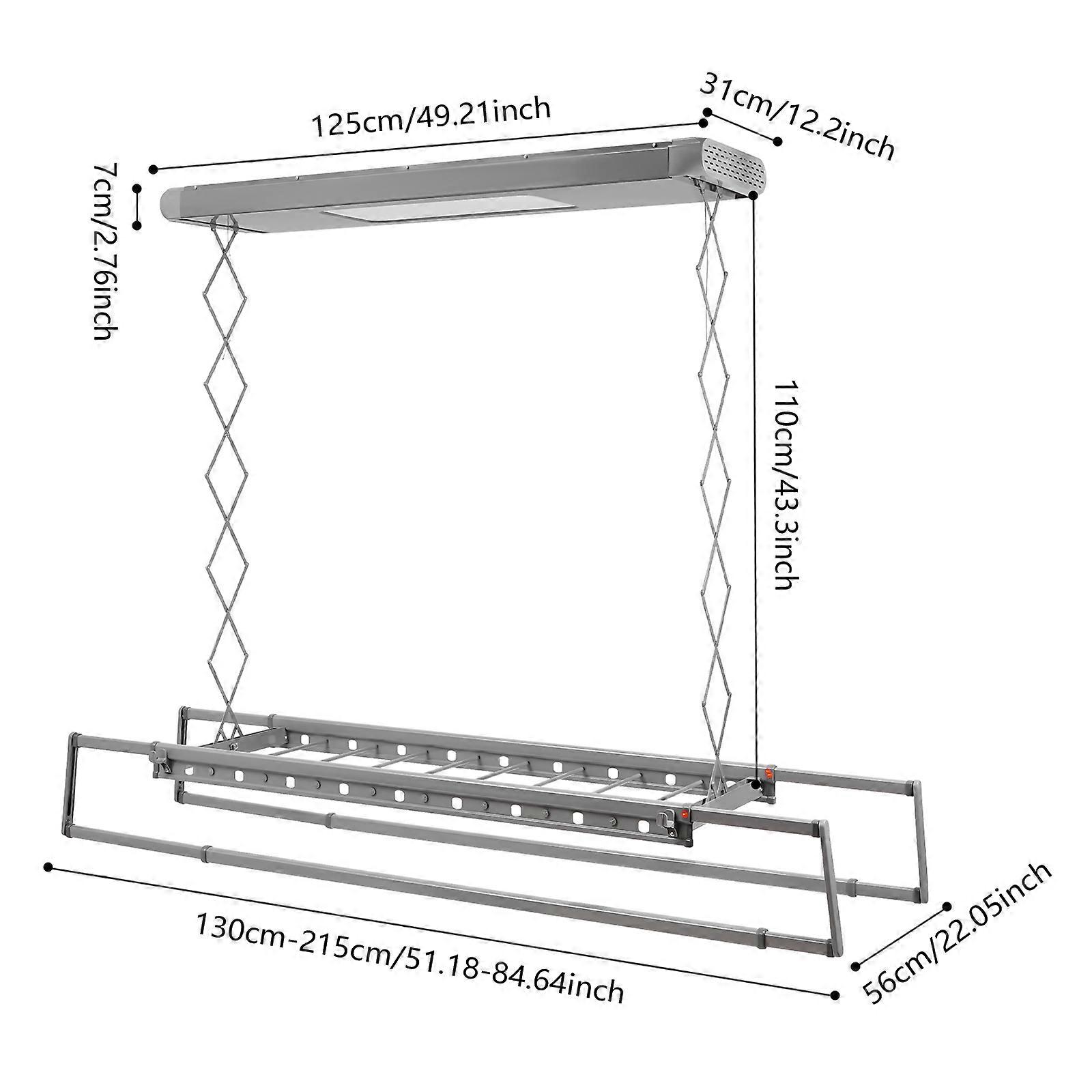 Smart Retractable Clothes Rail 130-215cm Liftble Electric Clothes Drying  Rod Remote Control Ceiling Mounted | Fruugo UK