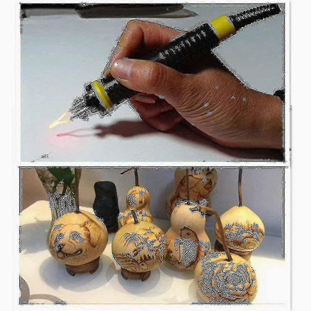 60W Digital Pyrography Pen Set with Adjustable Temperature for Wood & Leather Crafts, Stencils & Tips Included
