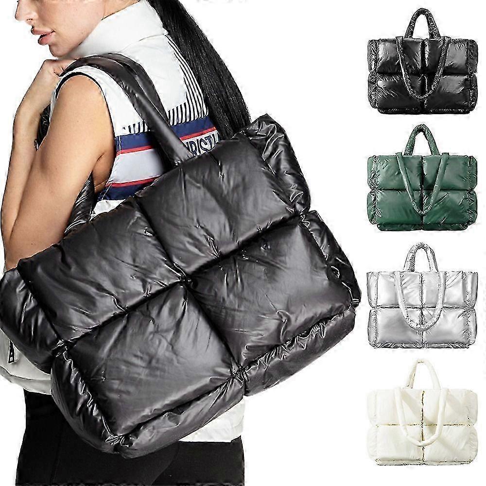 Vattert Ned Bomull Skulderveske - Grå