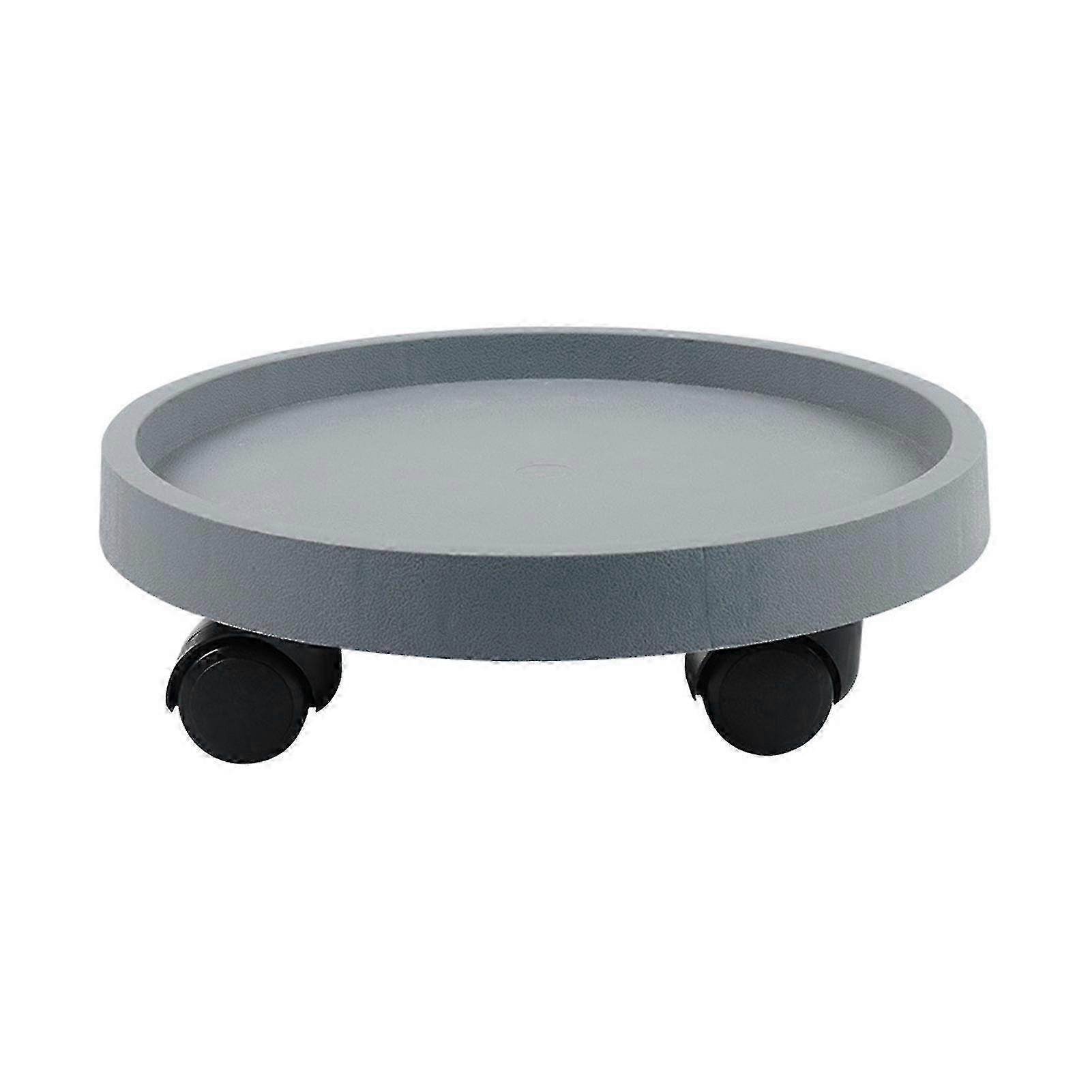 Thickened Round Planter Tray with Wheels - Durable Mobile Base for Large Pots - Gray