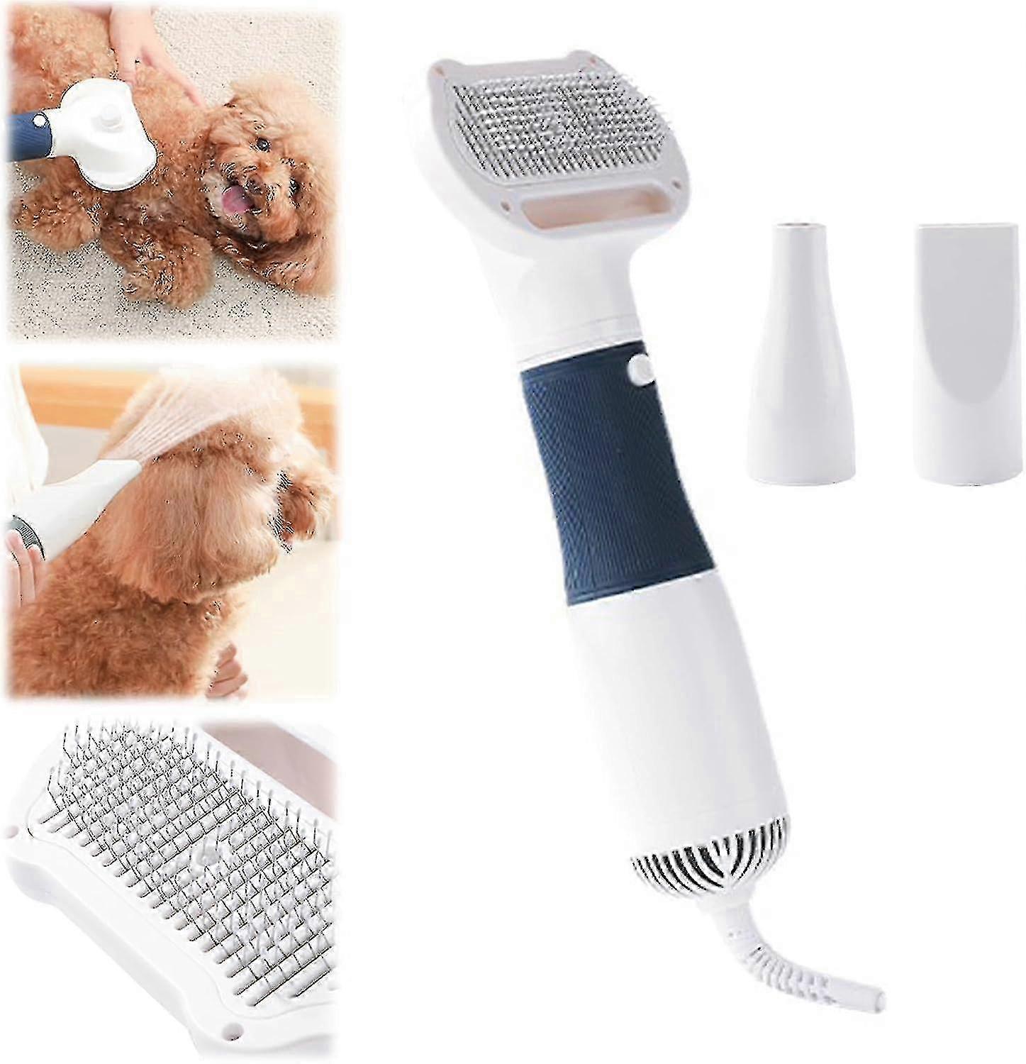 3-in-1 Dog Hair Dryer with Self-Cleaning Brush, 2 Jet Types & 3 Temp Levels - EU Plug, Blue